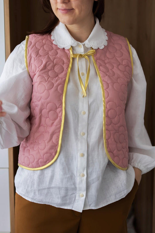 Quilted Pink Vest Flower