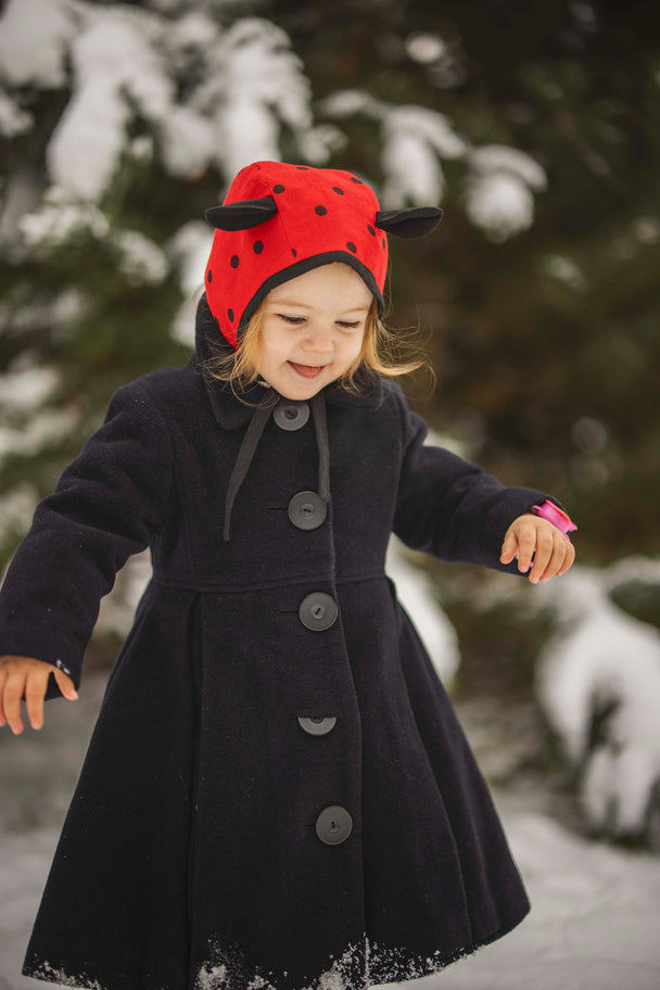 Linen Baby Bonnet Ladybird