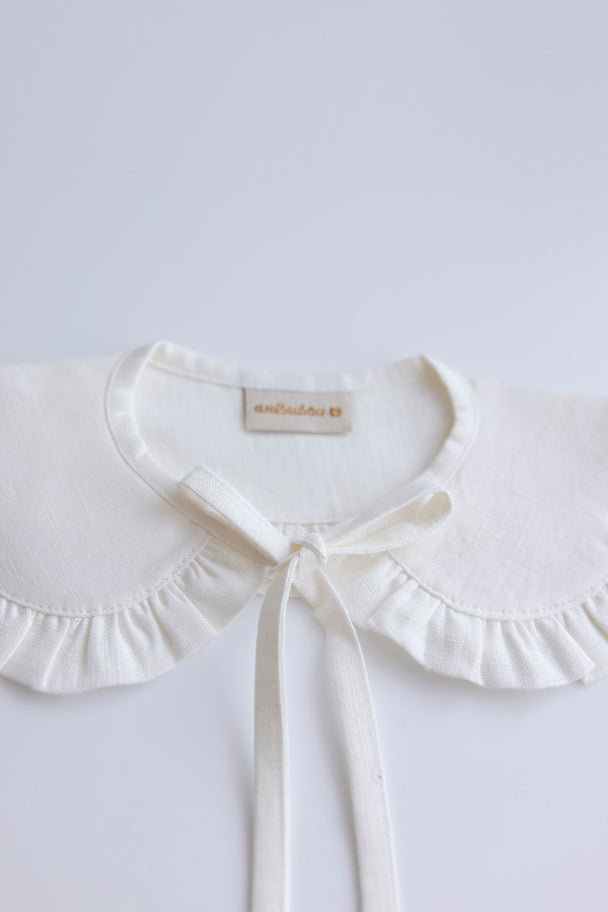 White Linen Peter Pan Collar With Ruffle