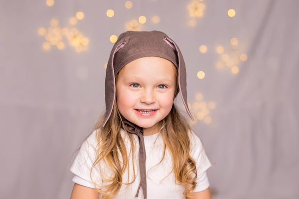 Linen Baby Bonnet Bunny
