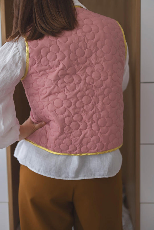 Quilted Pink Vest Flower