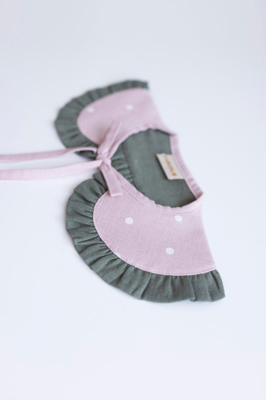 Pink Strawberry Linen Peter Pan Collar with Ruffle