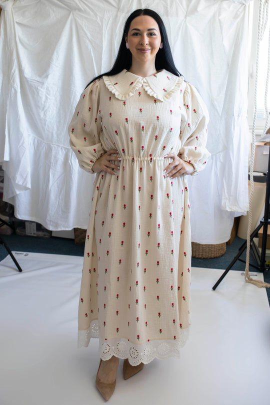 Tulip Cotton Gauze Dress with Peter Pan Collar