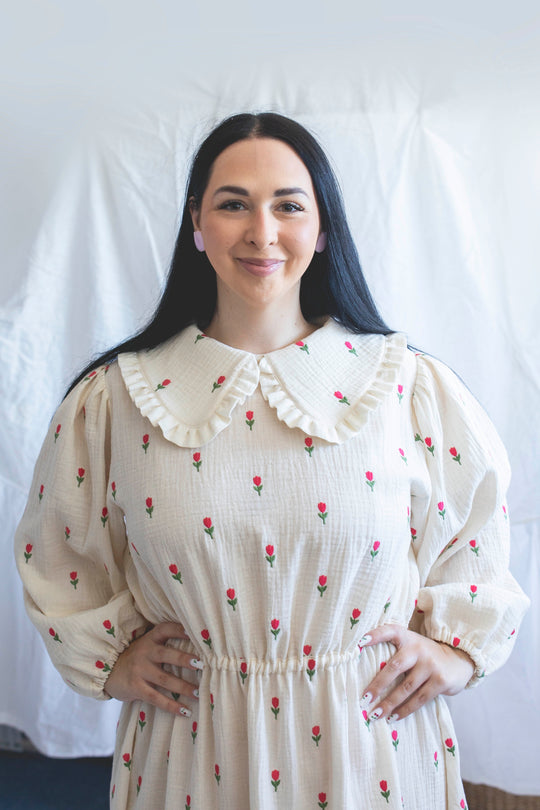 Tulip Cotton Gauze Dress with Peter Pan Collar
