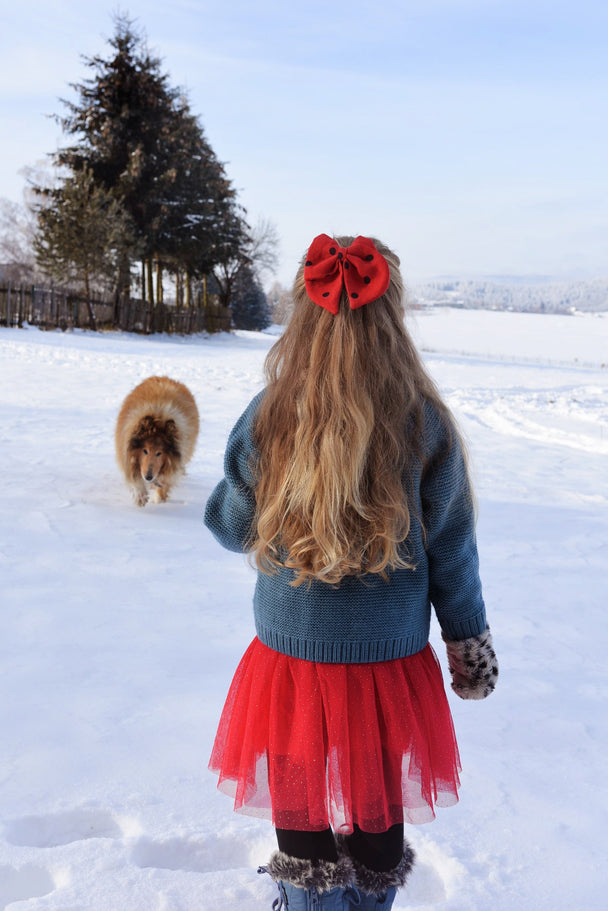 Linen Hair Bow Ladybird Ragazza