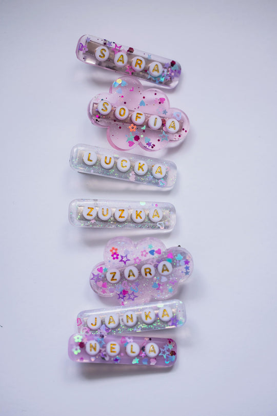 Cute Resin Hair Clip with Name