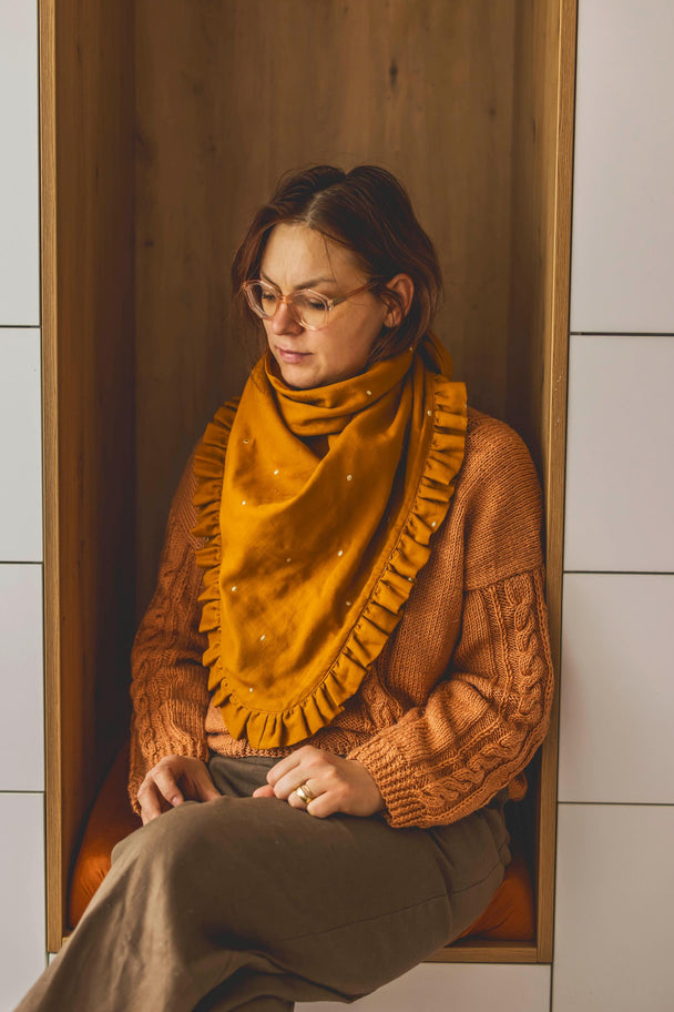 Double Gauze Scarf with Romantic Ruffle