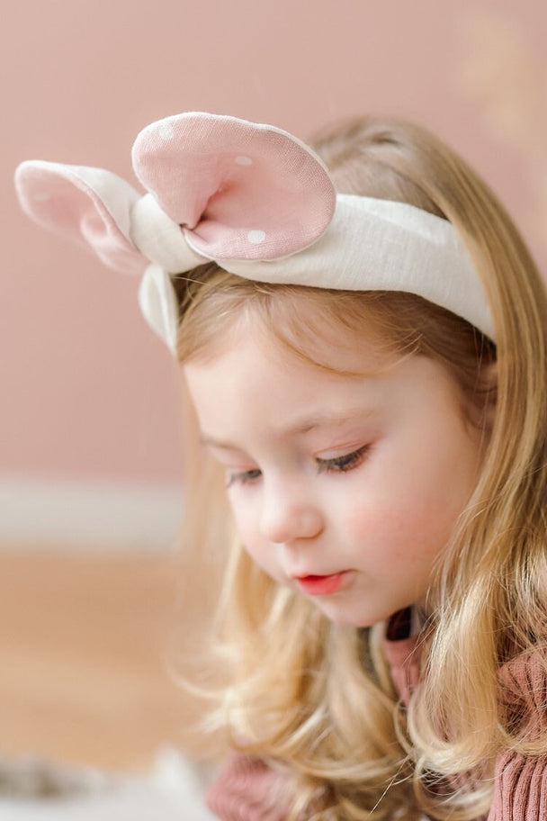 Linen Headband White Mouse