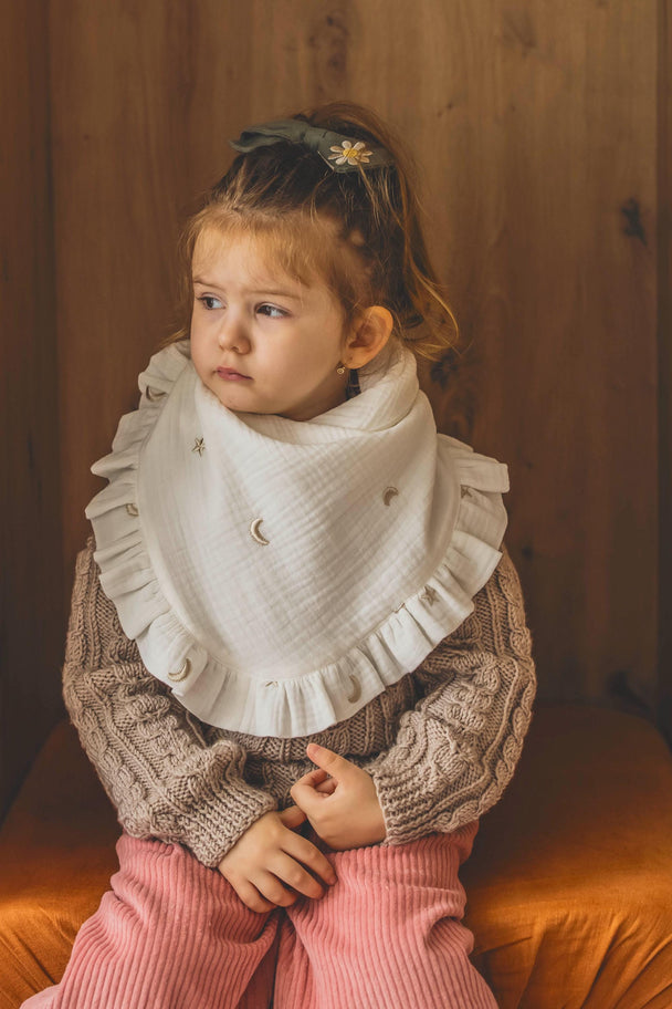 Double Gauze Scarf with Romantic Ruffle