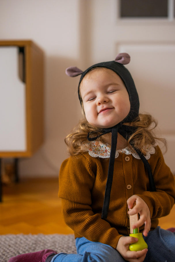 Linen Baby Bonnet Little Mole