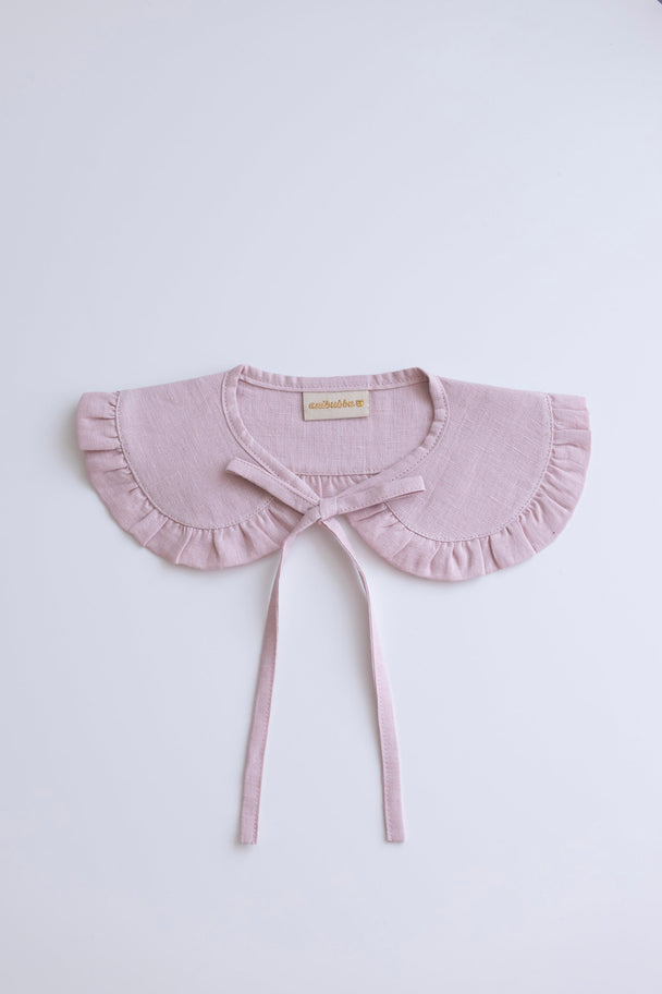 Pink Linen Peter Pan Collar with Ruffle