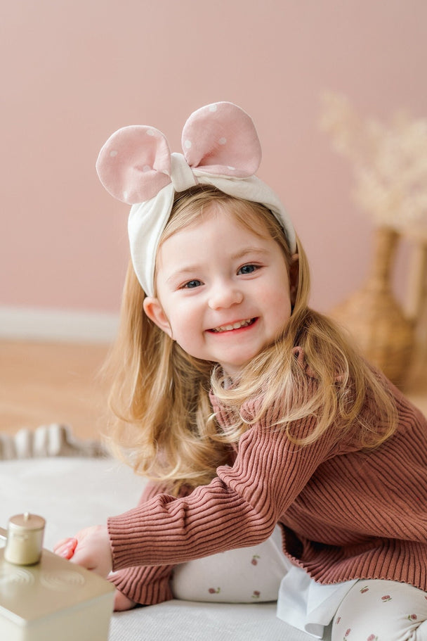 Linen Headband White Mouse