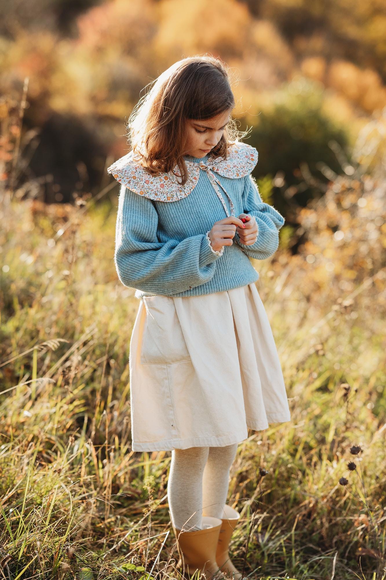 Cotton Peter Pan Collar with Ruffle - Sweet Flowers