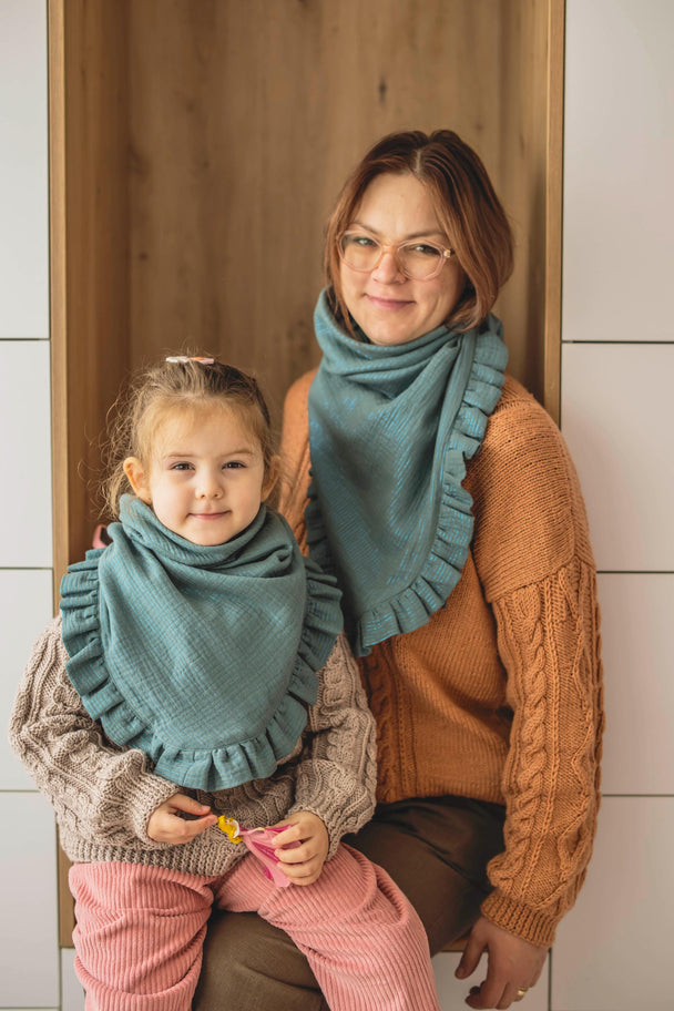 Double Gauze Scarf with Romantic Ruffle