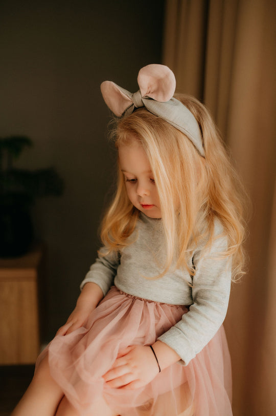 Linen Headband Grey Mouse