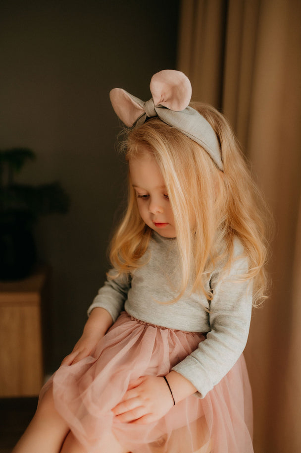Linen Headband Grey Mouse