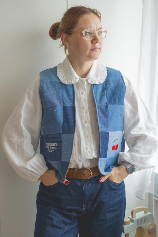 Reba Linen Shirt with Rounded Peter Pan Collar