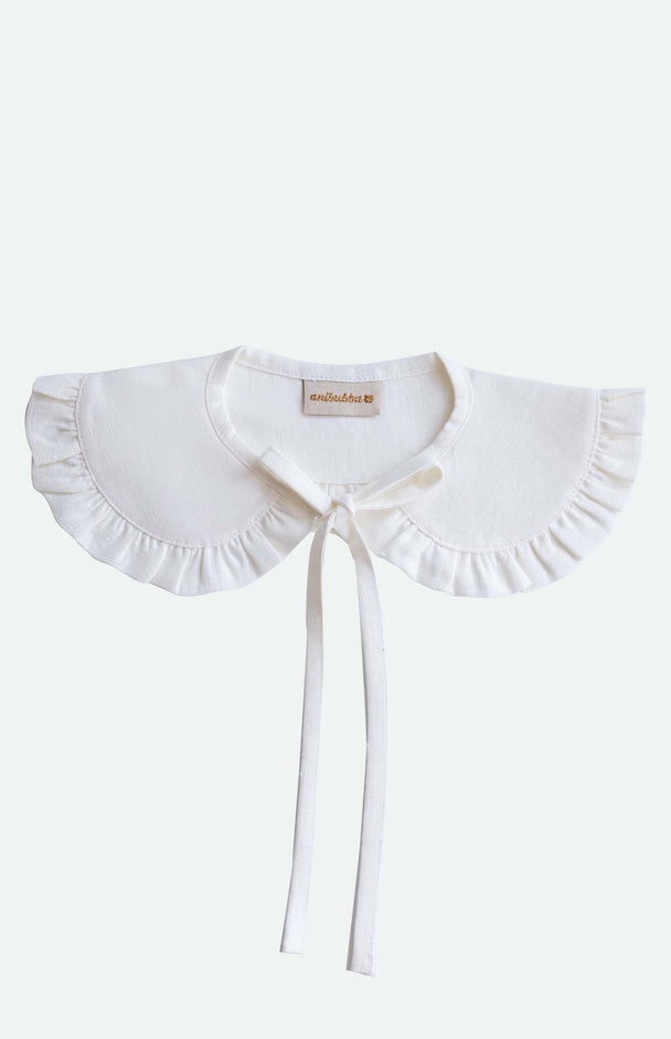 White Linen Peter Pan Collar With Ruffle