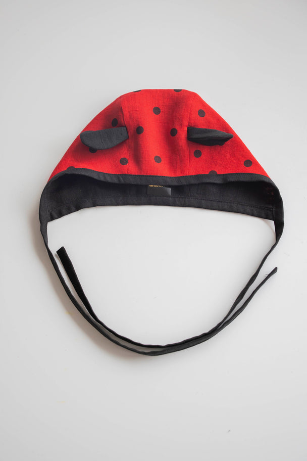 Linen Baby Bonnet Ladybird
