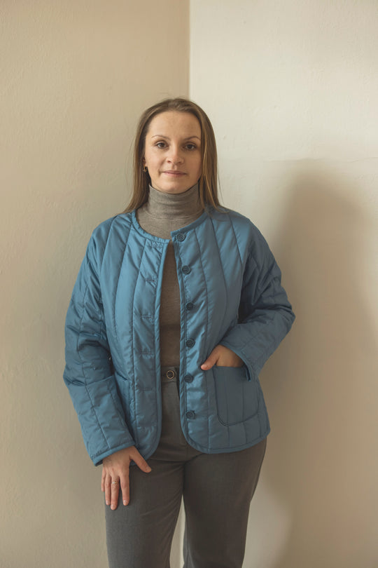 Petrol Blue Quilted Jacket