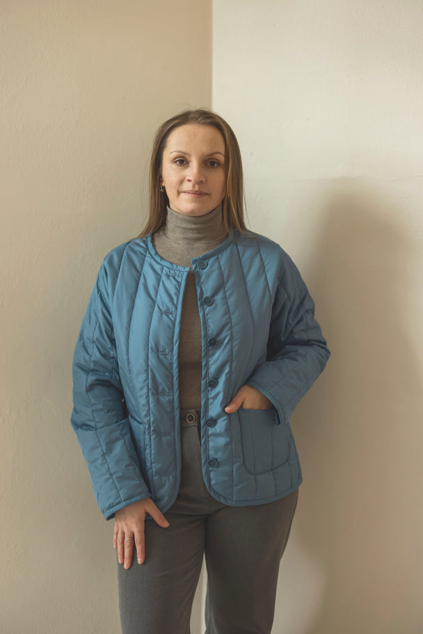 Petrol Blue Quilted Jacket
