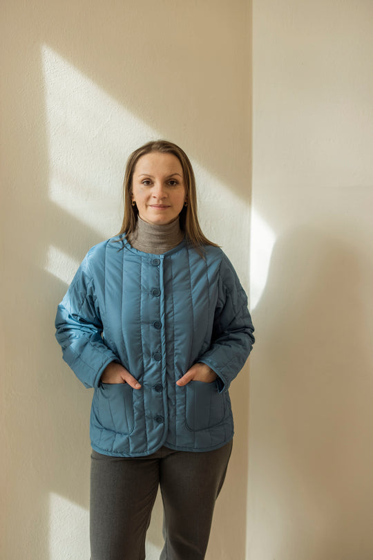Petrol Blue Quilted Jacket