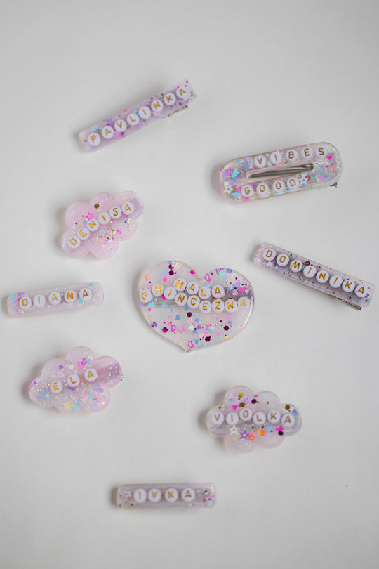 Cute Resin Hair Clip with Name