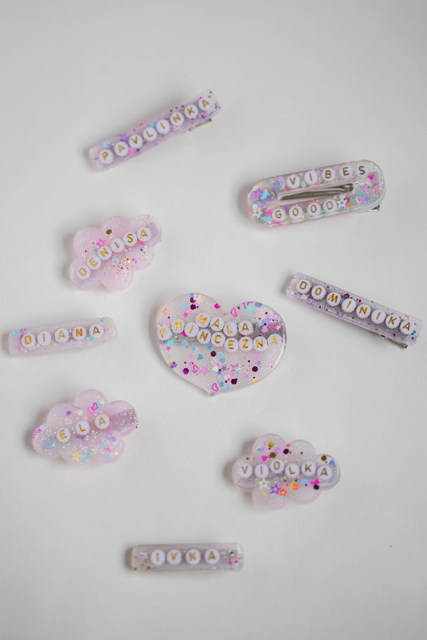 Cute Resin Hair Clip with Name