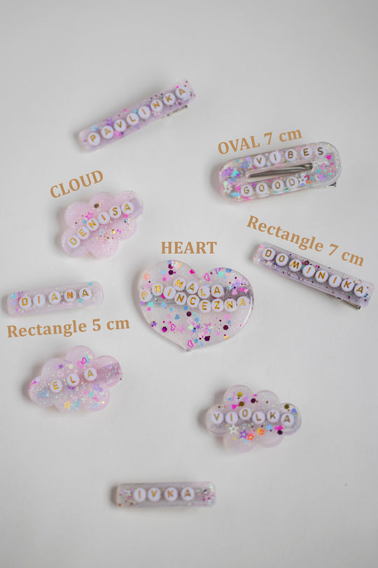 Cute Resin Hair Clip with Name