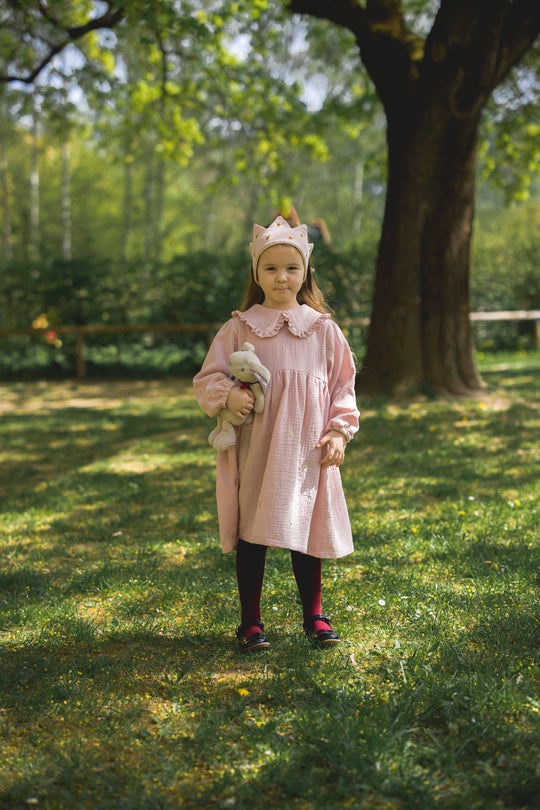 Double gauze dress with peter pan collar