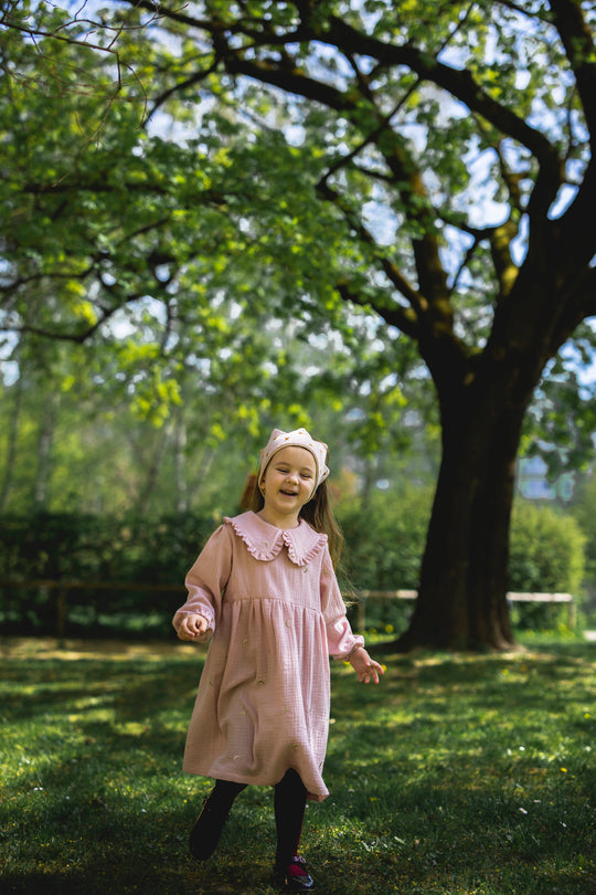 Double gauze dress with peter pan collar