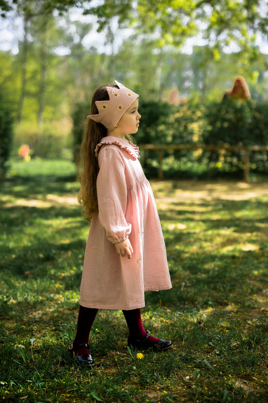 Double gauze dress with peter pan collar
