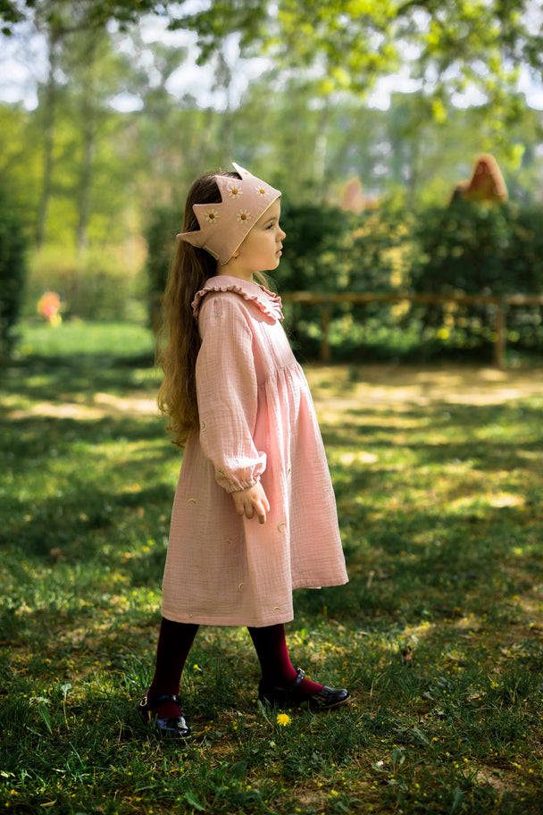 Double gauze dress with peter pan collar