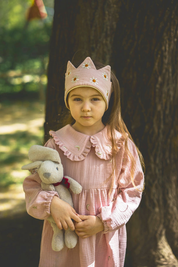 Double gauze dress with peter pan collar