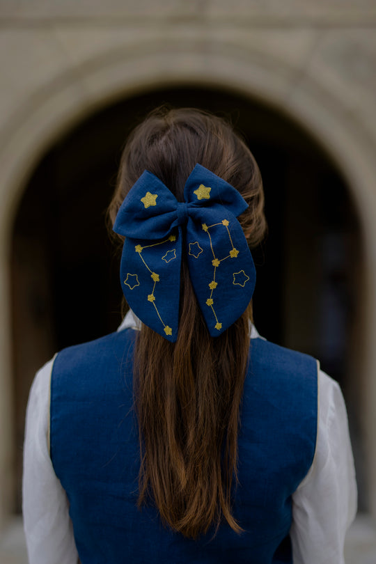 Stela Constellation Embroidered Linen Hair Bow