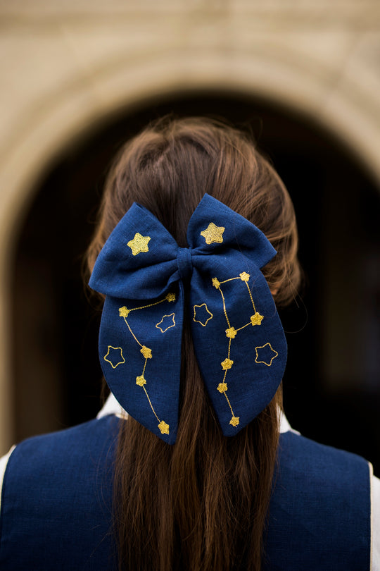 Stela Constellation Embroidered Linen Hair Bow