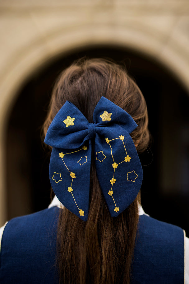 Stela Constellation Embroidered Linen Hair Bow