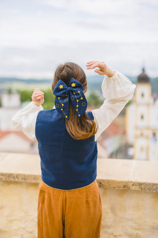 Stela Constellation Embroidered Linen Hair Bow