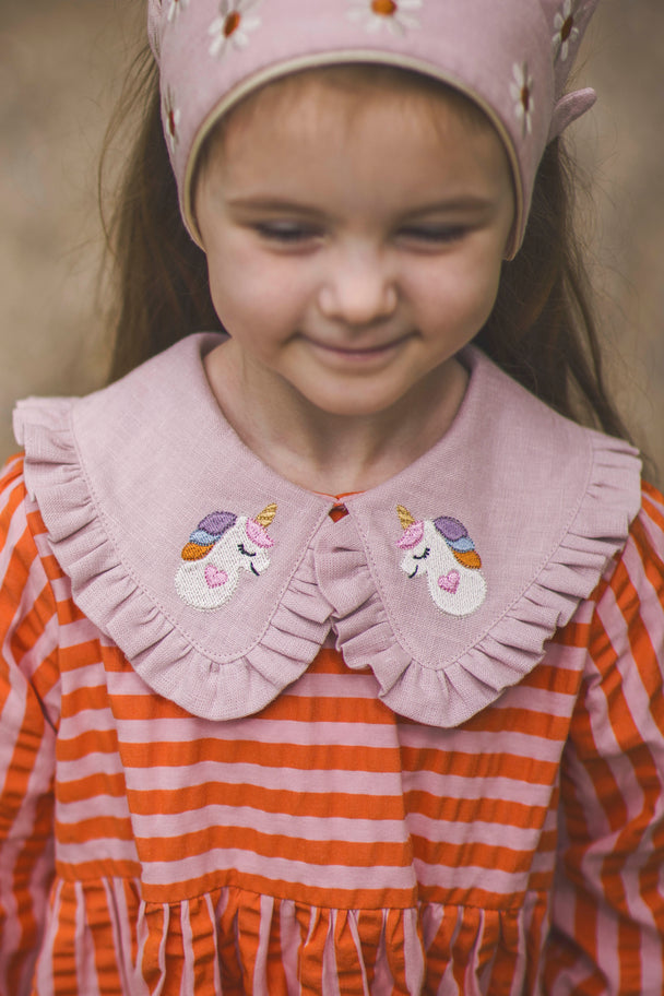 Unicorn Seersucker Dress with Peter Pan collar