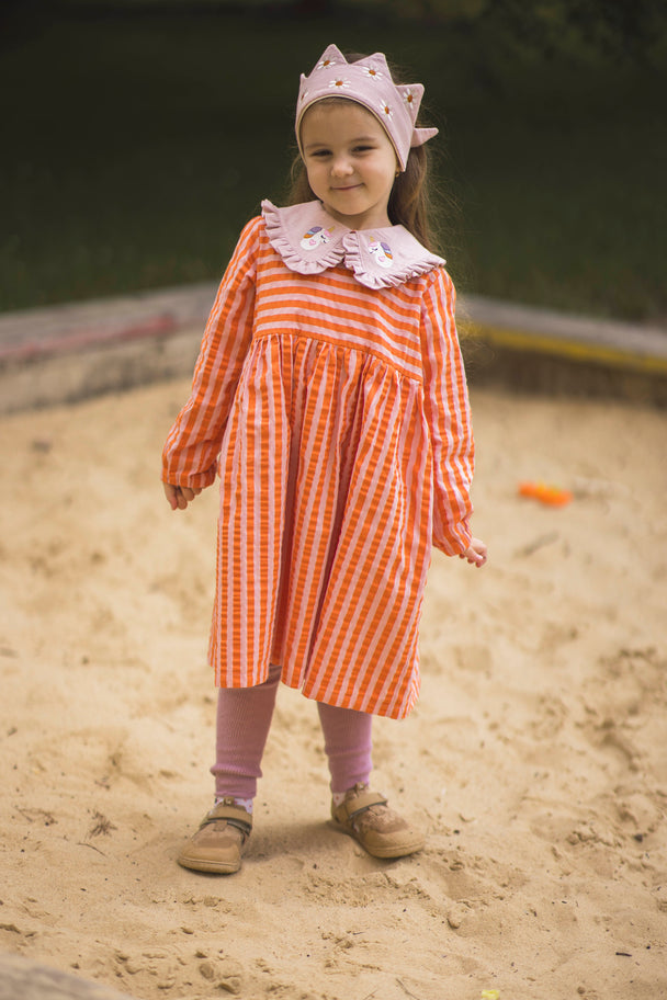 Unicorn Seersucker Dress with Peter Pan collar