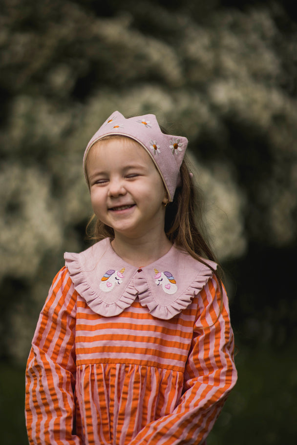 Unicorn Seersucker Dress with Peter Pan collar