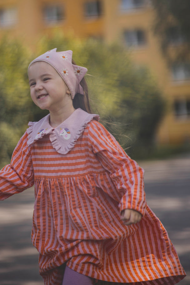 Unicorn Seersucker Dress with Peter Pan collar