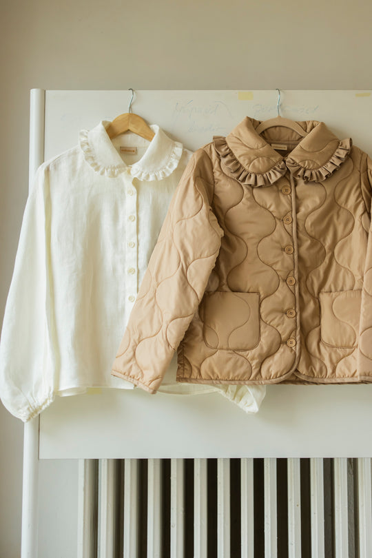 Dune Quilted Jacket with ruffled collar