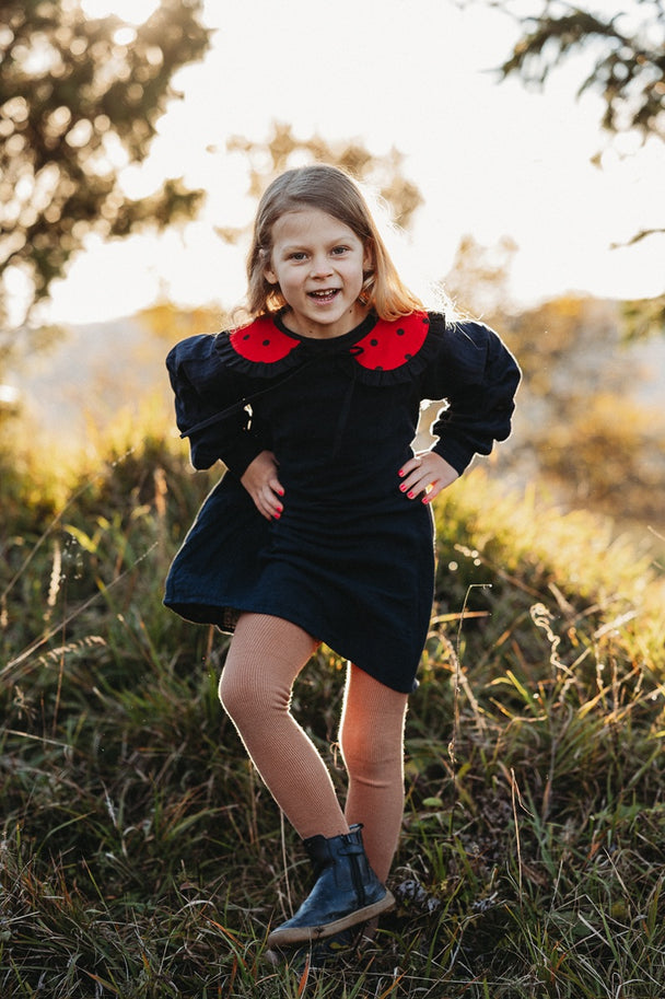 Linen Peter Pan Collar with Ruffle Ladybird