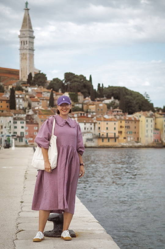 Willow Premium Linen Dress with Peter Pan Collar