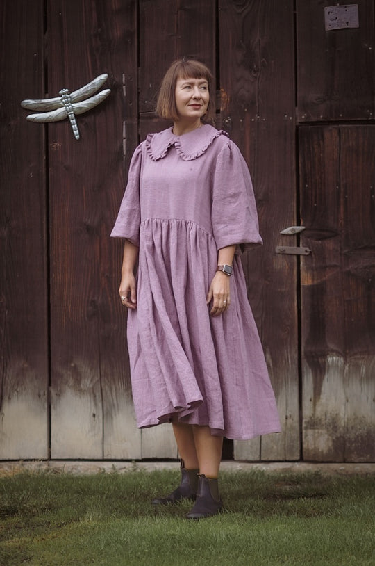 Willow Premium Linen Dress with Peter Pan Collar