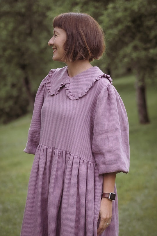 Willow Premium Linen Dress with Peter Pan Collar