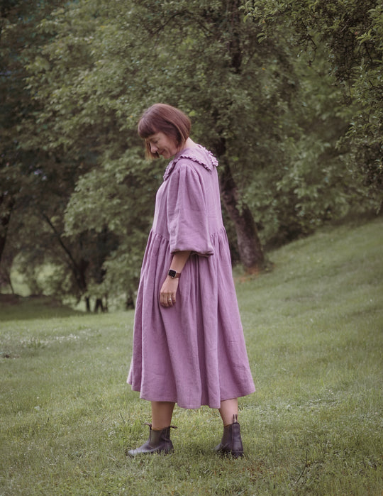 Willow Premium Linen Dress with Peter Pan Collar
