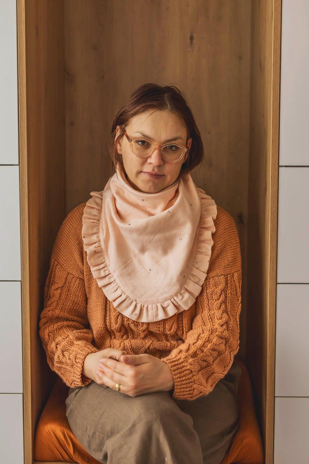 Double Gauze Scarf with Romantic Ruffle