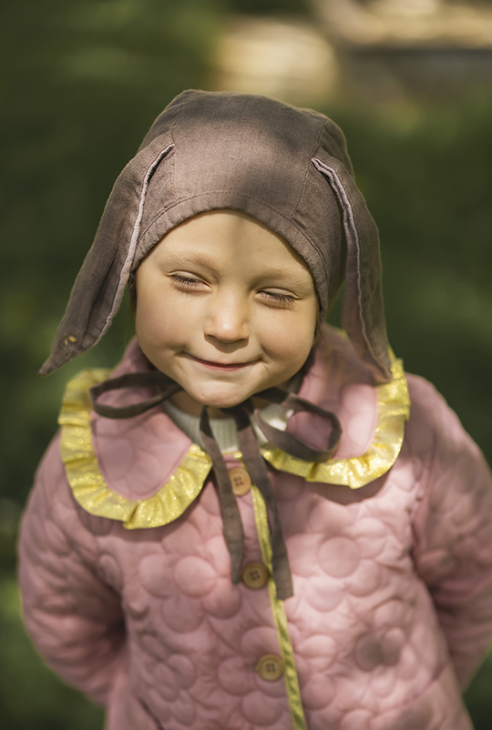 Linen Baby Bonnet Bunny